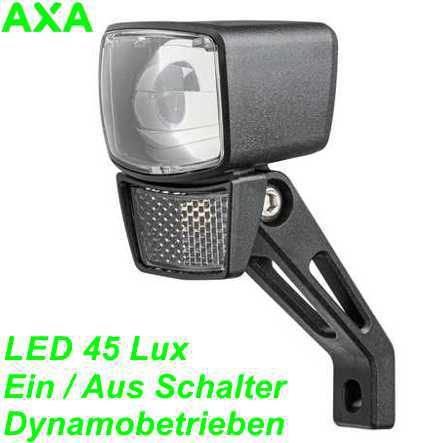 AXA Scheinwerfer NXT 45 Lux LED Stand.Schalter/Reflektor schwarz (Dynamo/Nabendynamo) Ersatzteile Balsthal
