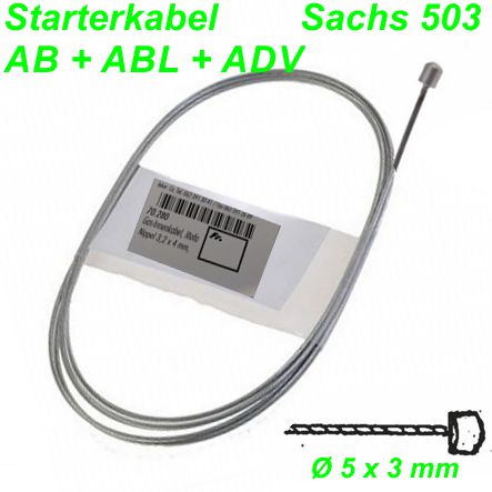 Starterkabel Sachs 503AB/CH ABL/CH  5 x 3 mm 1.5 x 1400 mm Ersatzteile Balsthal