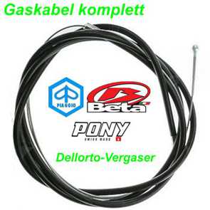 Gaskabel komplett Pony Beta Piaggio Ciao SI schwarz Dellorto Vergaser Teile Ersatzteile Parts Shop kaufen Schweiz